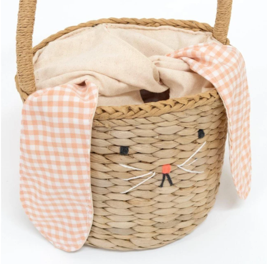 Gingham Bunny Straw Bag