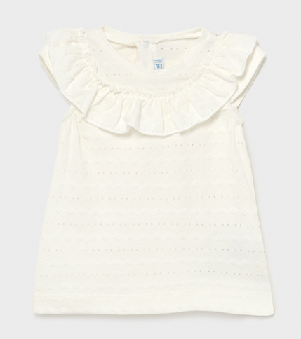 Short Sleeve Ruffle Collar T-Shirt | 1086