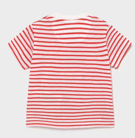 Red and White Origami Striped T-Shirt | 1005