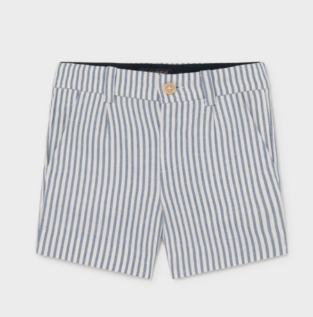 Blue and White Striped Linen Shorts | 1239