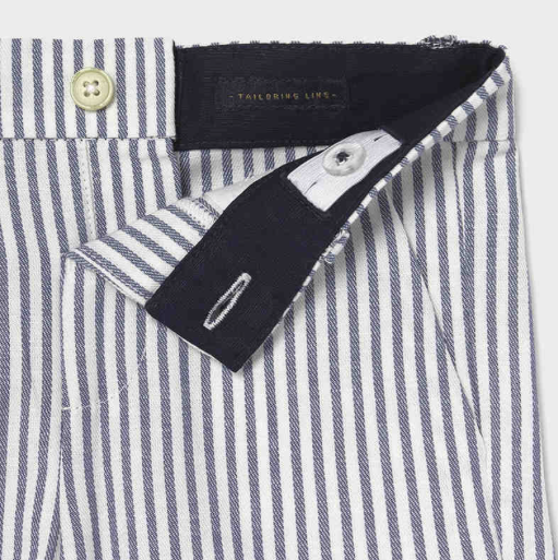 Blue and White Striped Linen Shorts | 1239