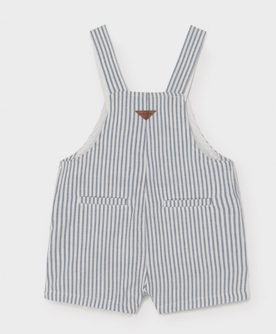 Blue and White Striped Linen Short Overall | 1662