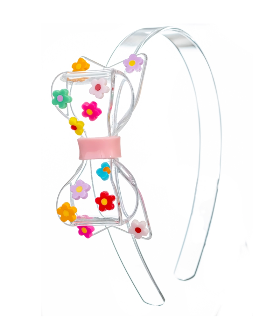 Fat Bow with Colorful Daisy Clear Headband