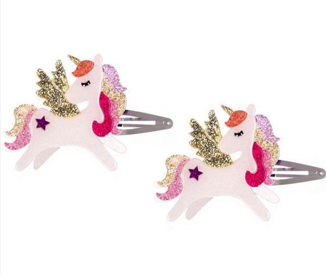Unicorn Snap Clips | Coral Glitter