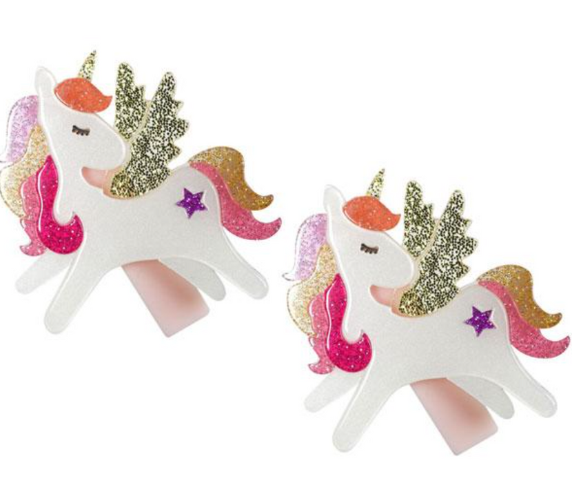 Unicorn Alligator Clip | Coral Glitter