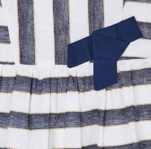 Navy Blue Striped Linen Dress | 3919