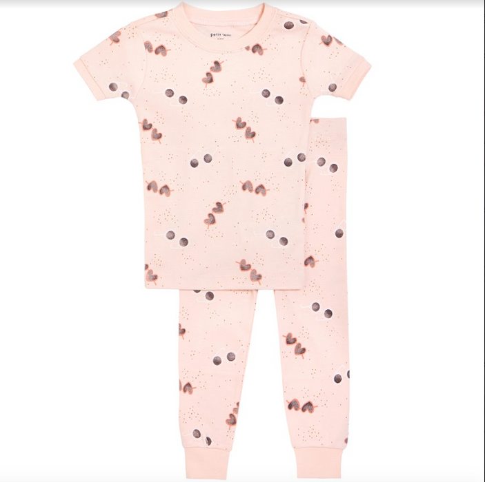 Pink Heart Sunglasses Two Piece PJ Set