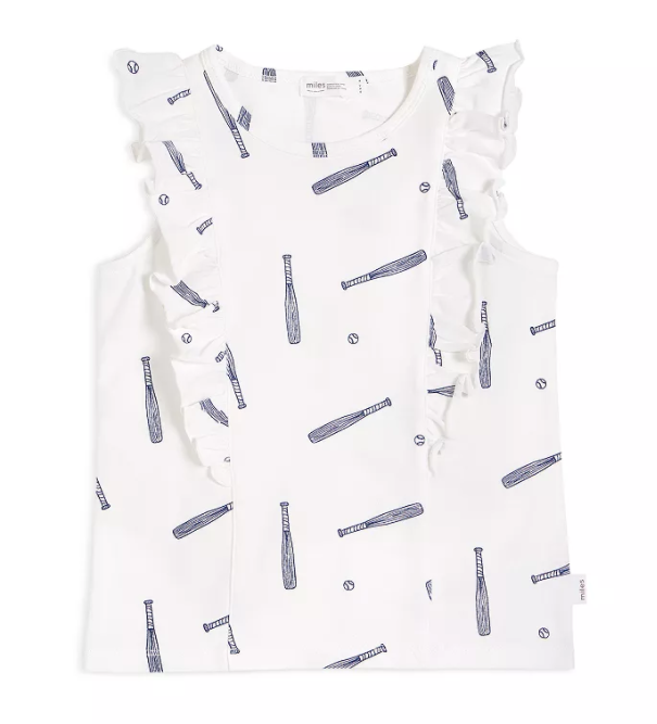 Baseball Flutter Sleeve Top