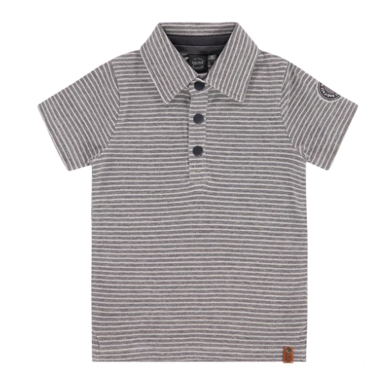 Grey Striped Polo Top