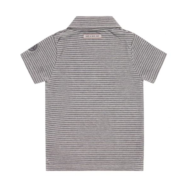 Grey Striped Polo Top