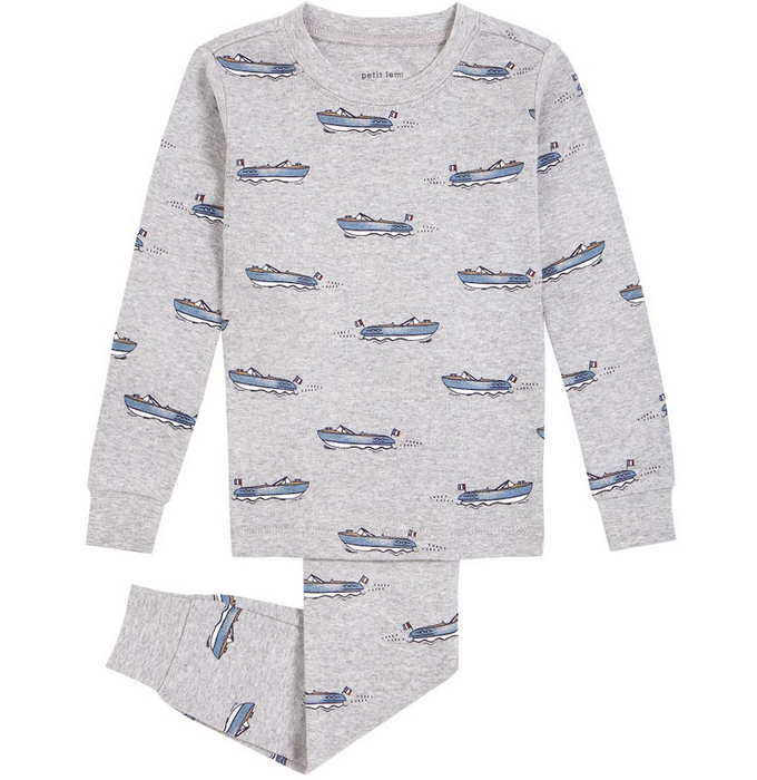 Speed Boat Piece PJ Set | Grey