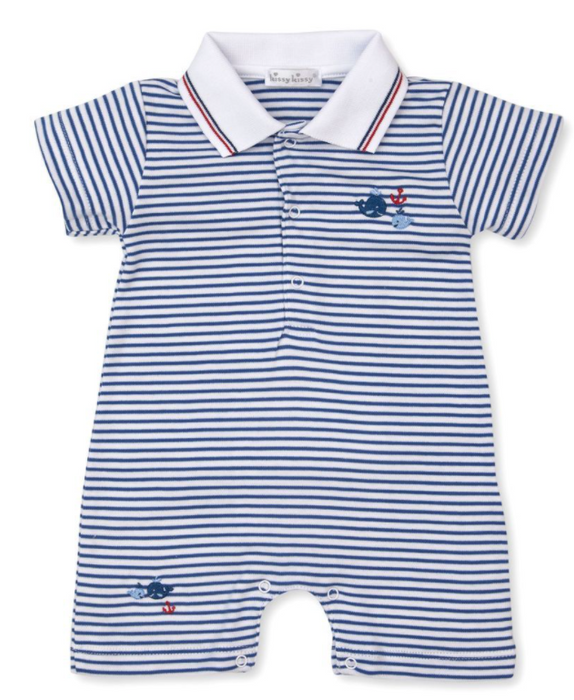 Breaching Whales Striped Playsuit