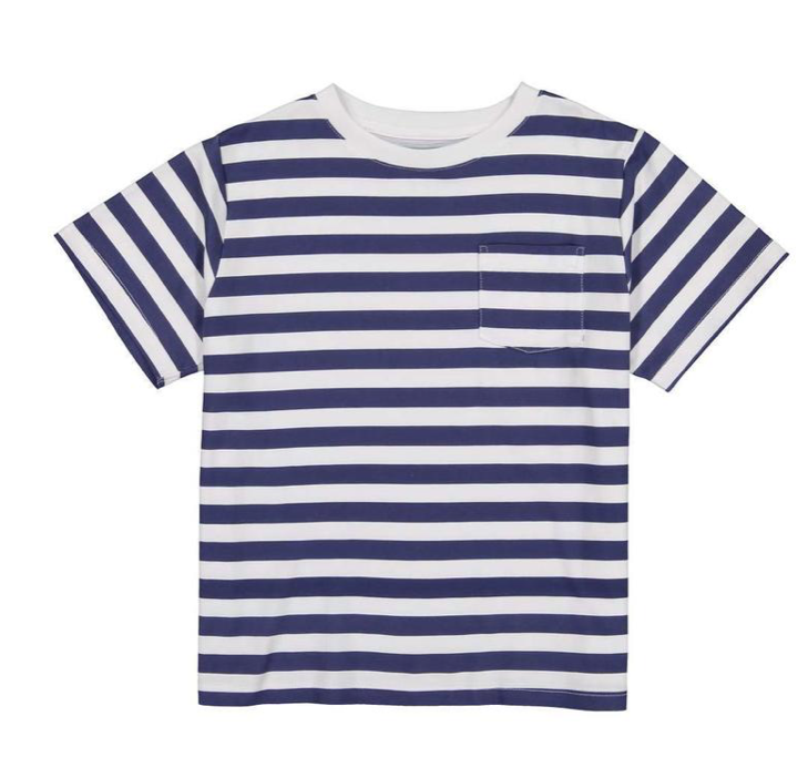 Short Sleeve Pocket Tee | Medieval Blue and White Stripe
