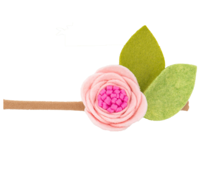 Blush Felt Flower Headband | Single Bloom