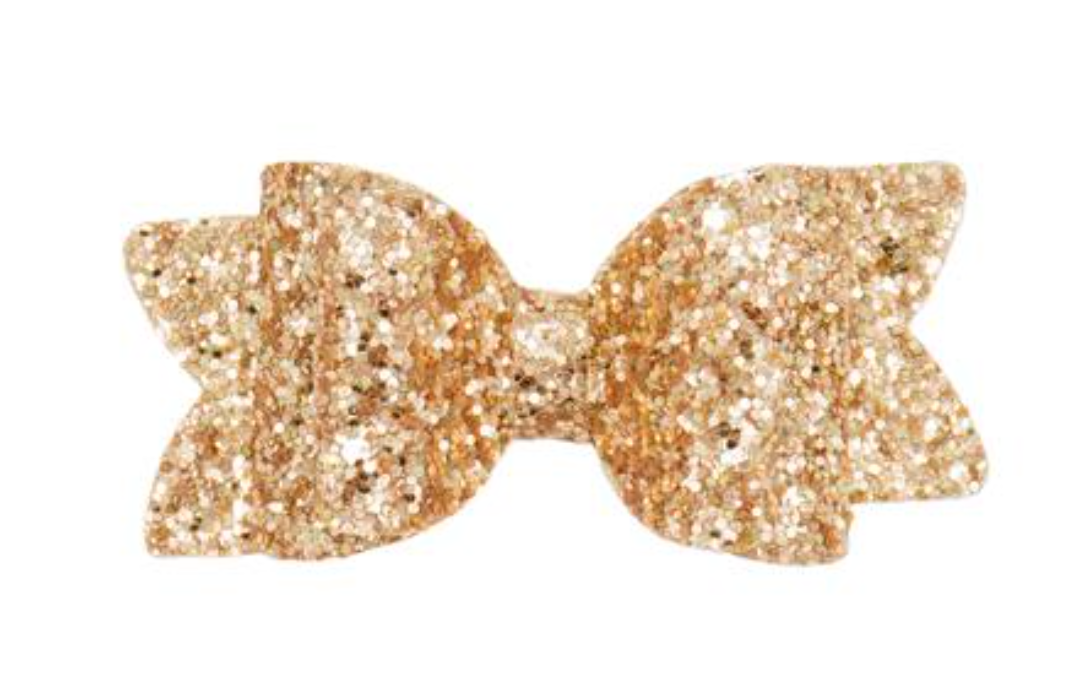 Gold Glitter Hair Bow Lilly Bow | Clip