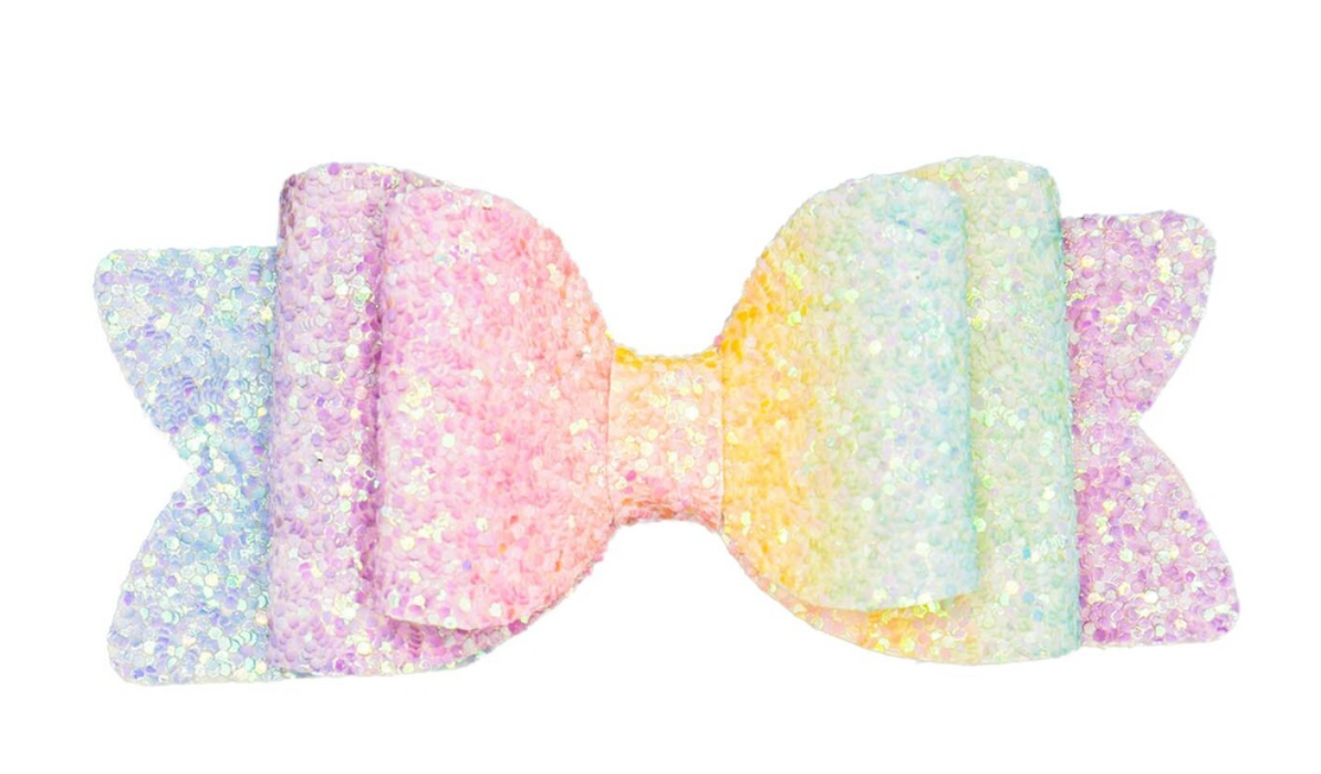 Rainbow Glitter Lilly Bow | Headband