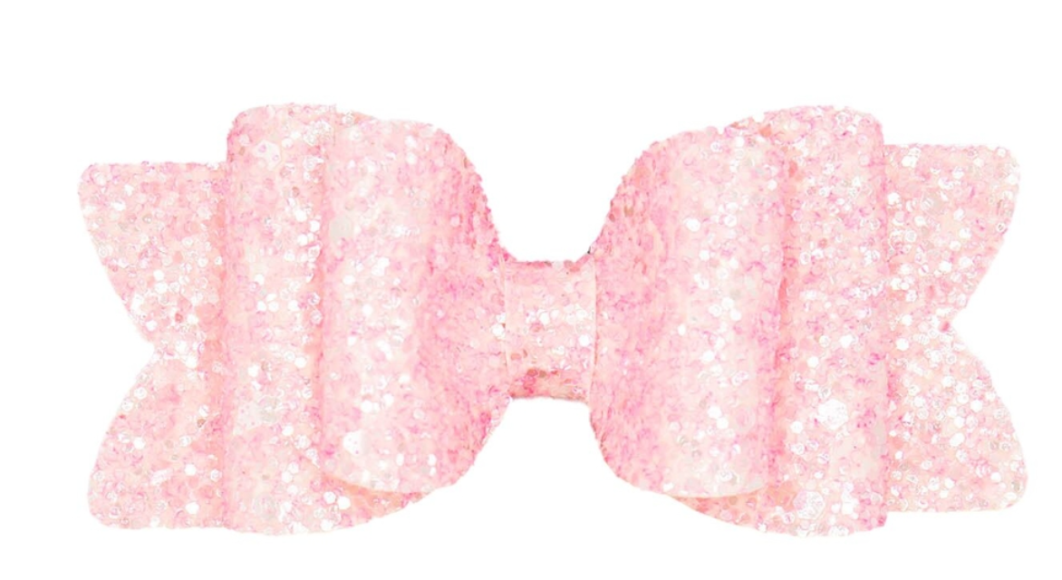 Crystal Pink Glitter Lilly Bow | Headband
