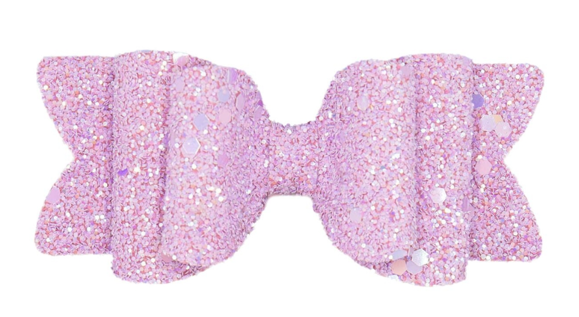 Lilac Glitter Lilly Bow | Clip