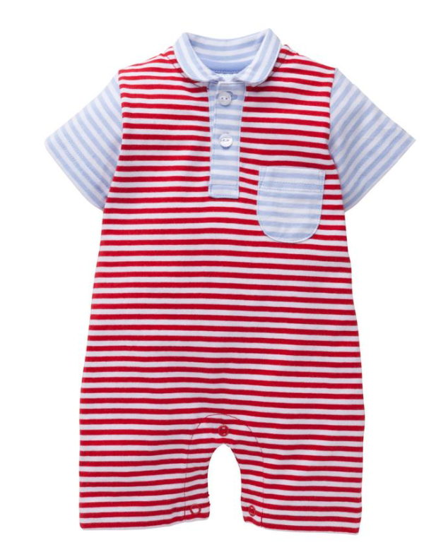 Pocket Peter Pan Romper | Red and Blue