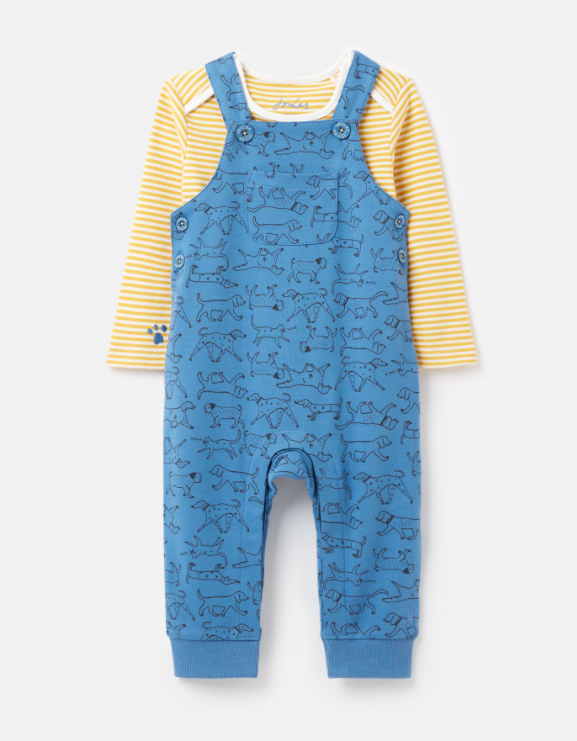 Wilbur Mustard Stripe and Blue Dogs Set