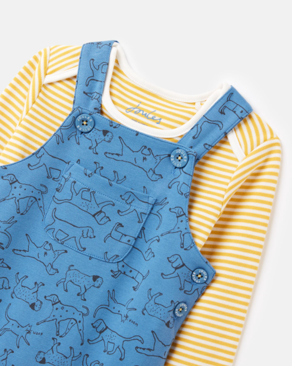 Wilbur Mustard Stripe and Blue Dogs Set