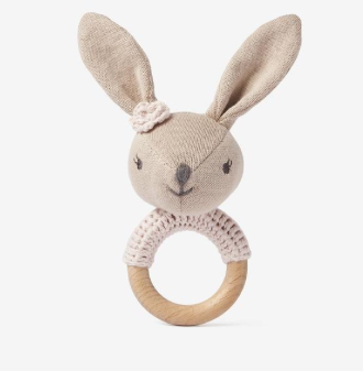 Blush Bunny Wooden Rattle