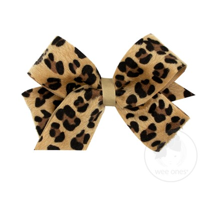 Medium Fux Fur Leopard Bow