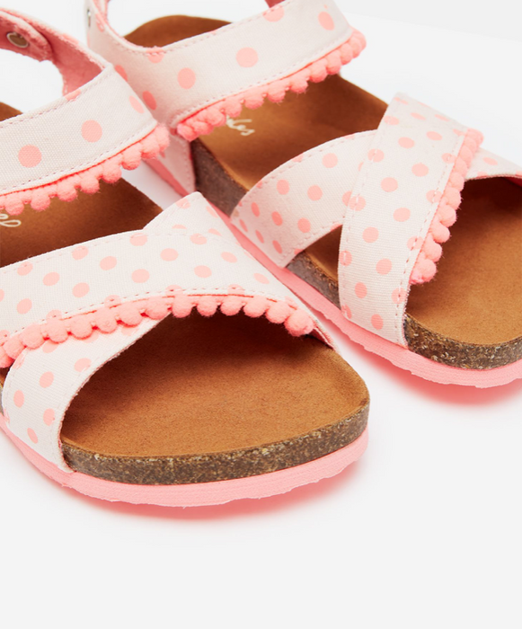 Cross Strap Sandal | Pink Polka Dot