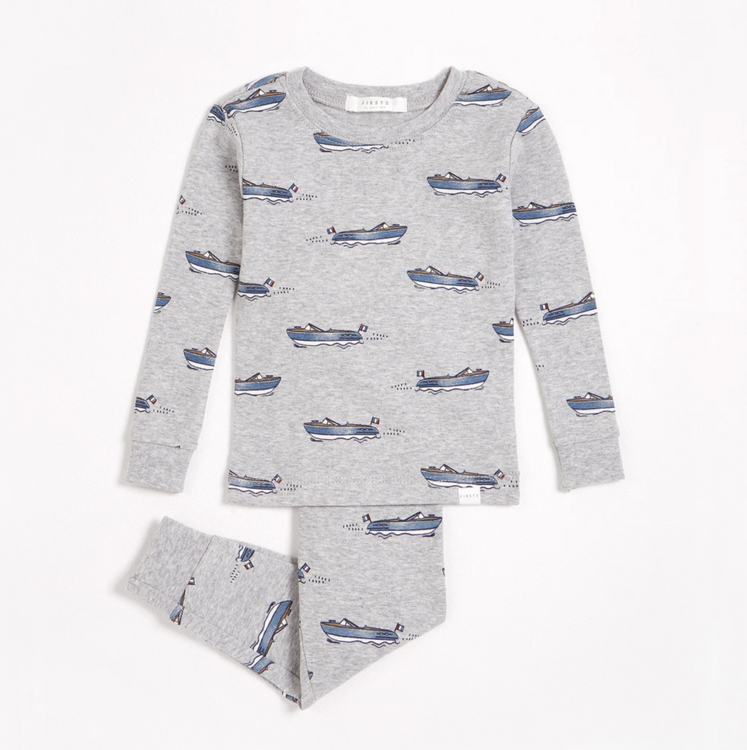 Grey Boats 2-Piece Pajamas