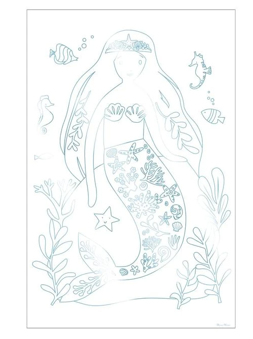 Mermaid Coloring Poster