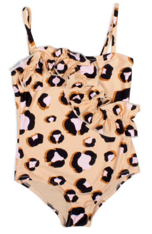 Natural Leopard Ruffle Swimsuit