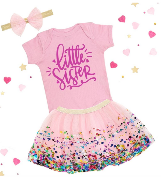 Little Sister Pink Doodle Bodysuit
