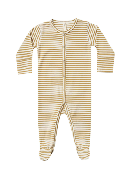 Full Snap Footie | Gold Stripe