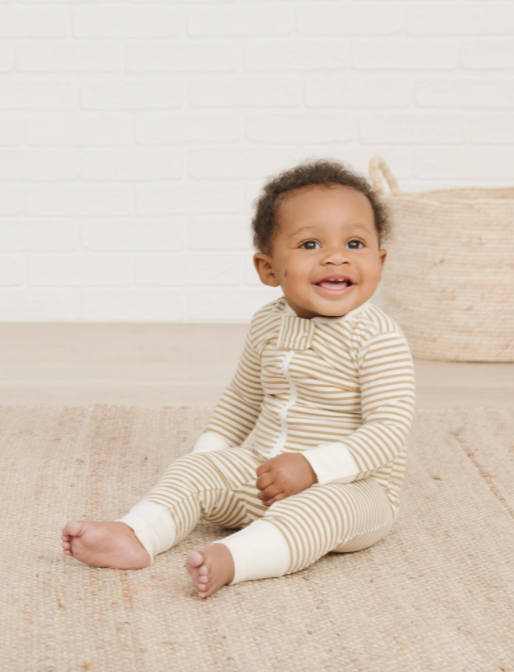 Zip Longsleeve Sleeper | Gold Stripe