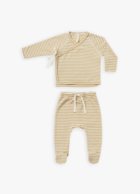 Wrap Top and Pant Set | Gold Stripe