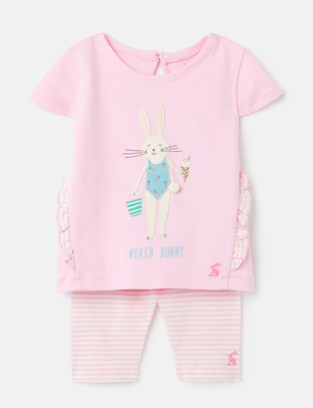 Pink Bunny Applique Shortie Set