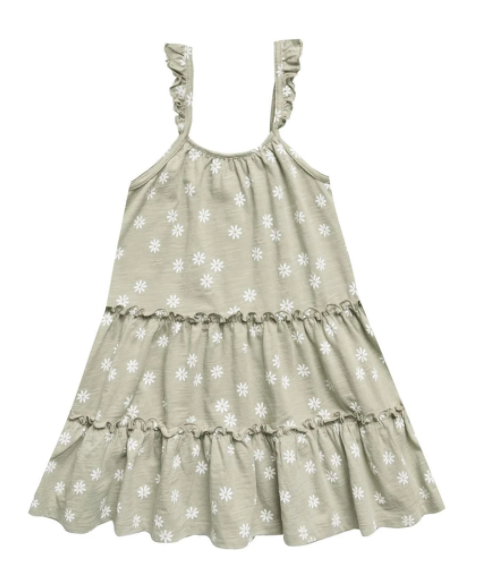 Daisy Confetti Tiered Jersey Dress | Sage