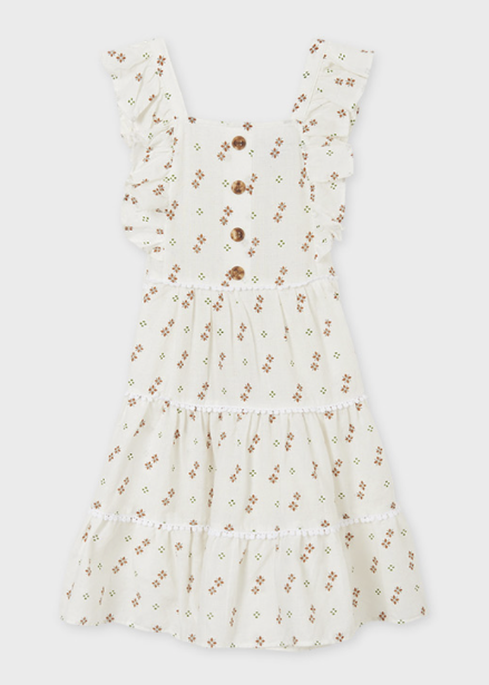 Sleeveless Ruffle Sleeve Printed Dress | 6941