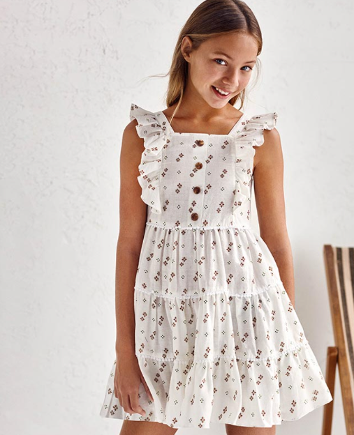 Sleeveless Ruffle Sleeve Printed Dress | 6941