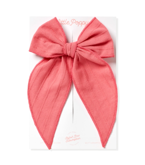 Oversized Clip with Embroidered Stripe Bow