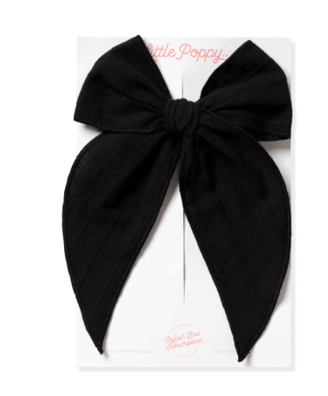 Oversized Clip with Embroidered Stripe Bow