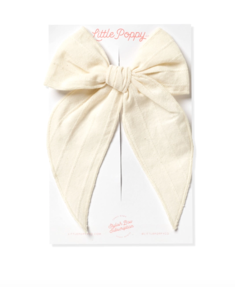 Oversized Clip with Embroidered Stripe Bow