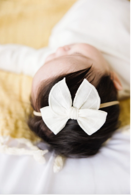 Mini Headband with Embroidered Stripe Bow