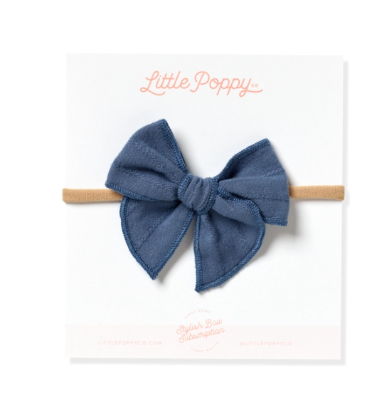 Mini Headband with Embroidered Stripe Bow