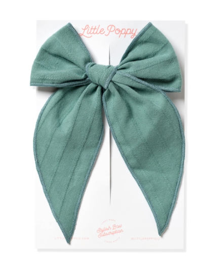 Oversized Clip with Embroidered Stripe Bow