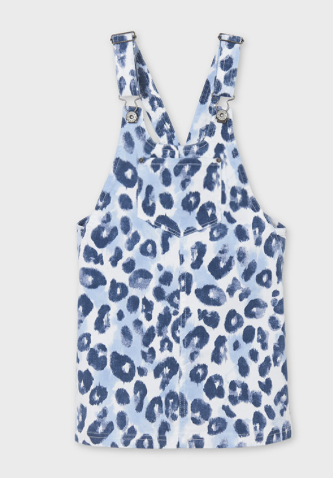 Blue and White Leopard Print Overall Dress | 6914
