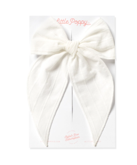 Oversized Clip with Embroidered Stripe Bow