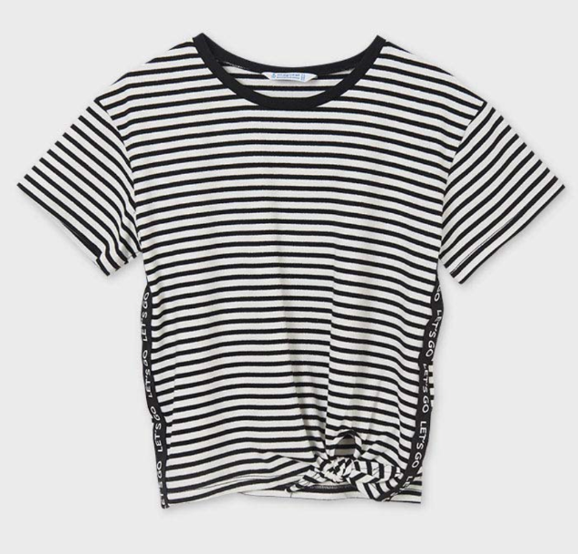 Black and White Short Sleeved T-Shirt | 6017