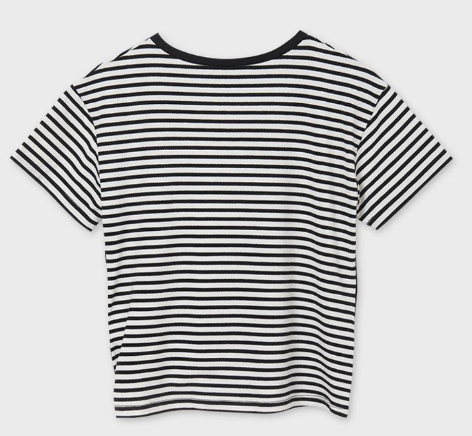 Black and White Short Sleeved T-Shirt | 6017