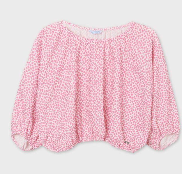 Pink and White Polka Dotted Blouse | 6186